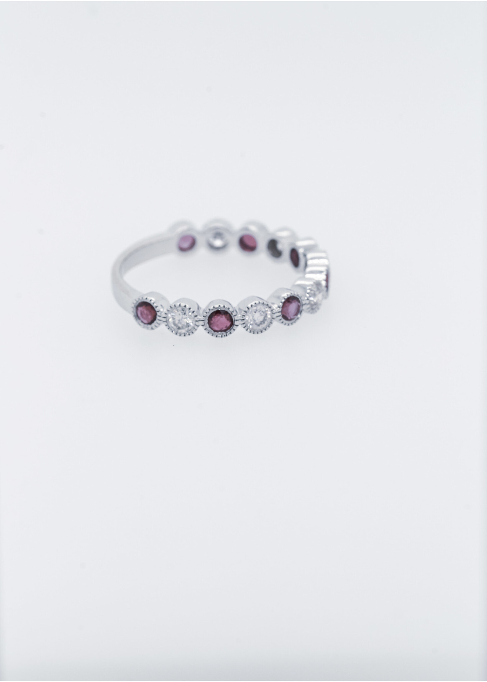 14KW 2.2g .38tw Diamond .50tw Ruby Stackable Band (size 7)