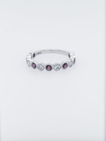 14KW 2.2g .38ctw Diamond .50ctw Ruby Stackable Band (size 7)