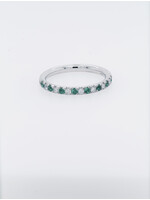 14KW 2.5g .14ctw Diamond .15ctw Emerald Stackable Band (size 6.75)