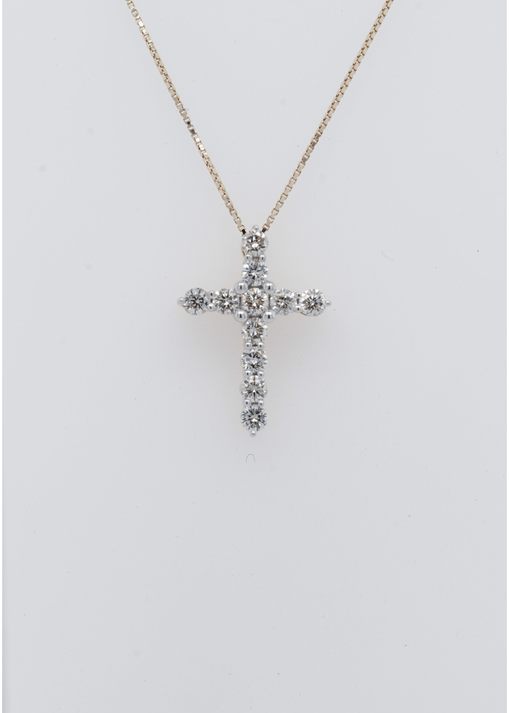 18" 14KY 2.28g .50ctw Diamond Cross Necklace