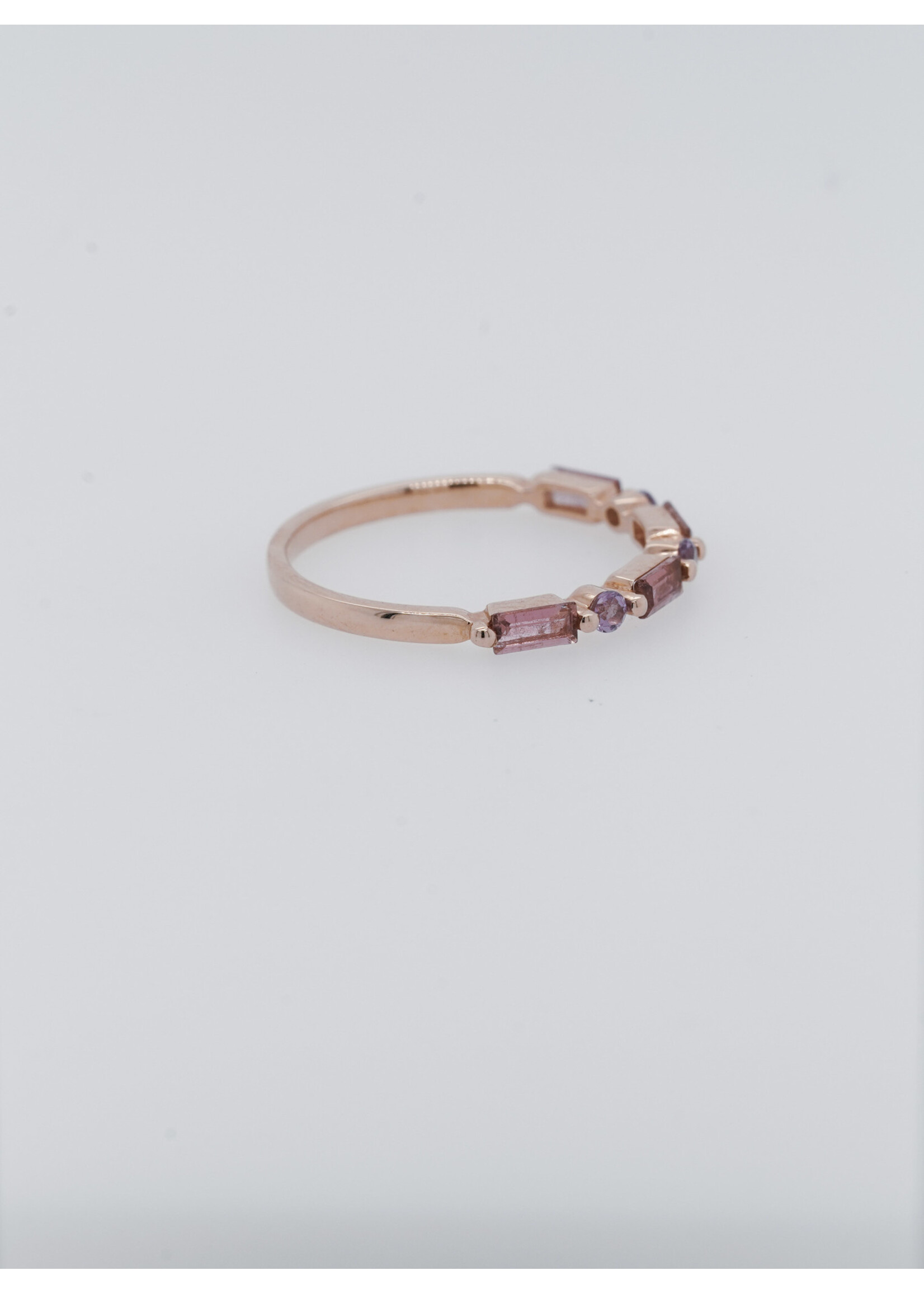 14KR 1.4g .45ctw Tourmaline .09ctw Amethyst Stackable Band (size 6.5)