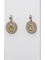 14/18KWY 2.16ctw (.40ctrs) Oval Peridot Halo Art Deco Earrings