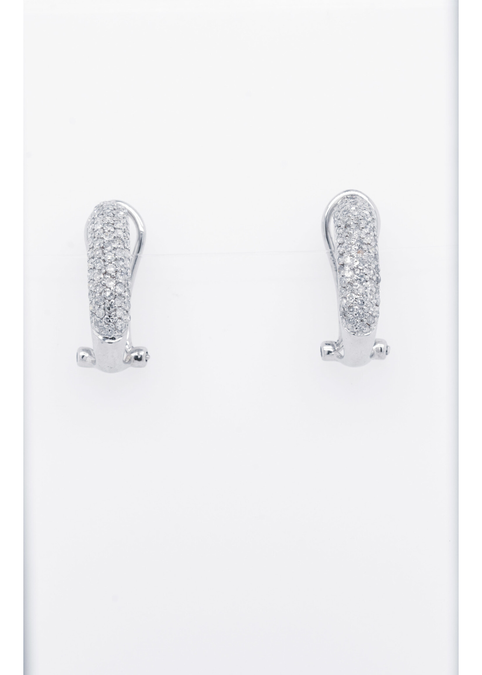 14KW 3.24g 1.00ctw Diamond Pave Hoop Earrings