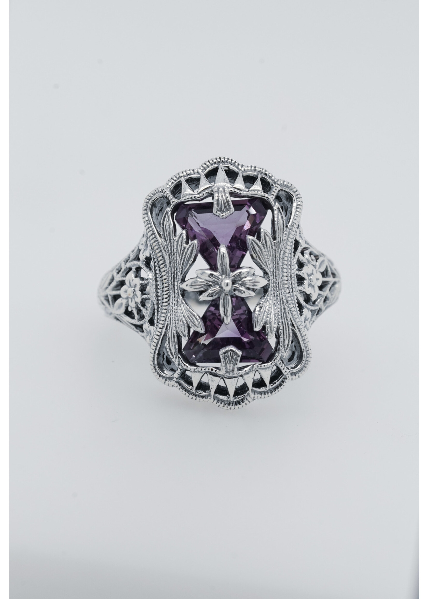 Sterling 6.22g Amethyst Trufili Ring (size 8)