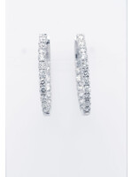 14KW 7.16g 3.00ctw Inside/Out Diamond Hoop Earrings