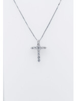 14KW 1.87g .25ctw Diamond Cross Necklace 18"