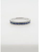14KW 3.47g .24ctw Diamond .60ctw Sapphire Stackable Band (size 7)