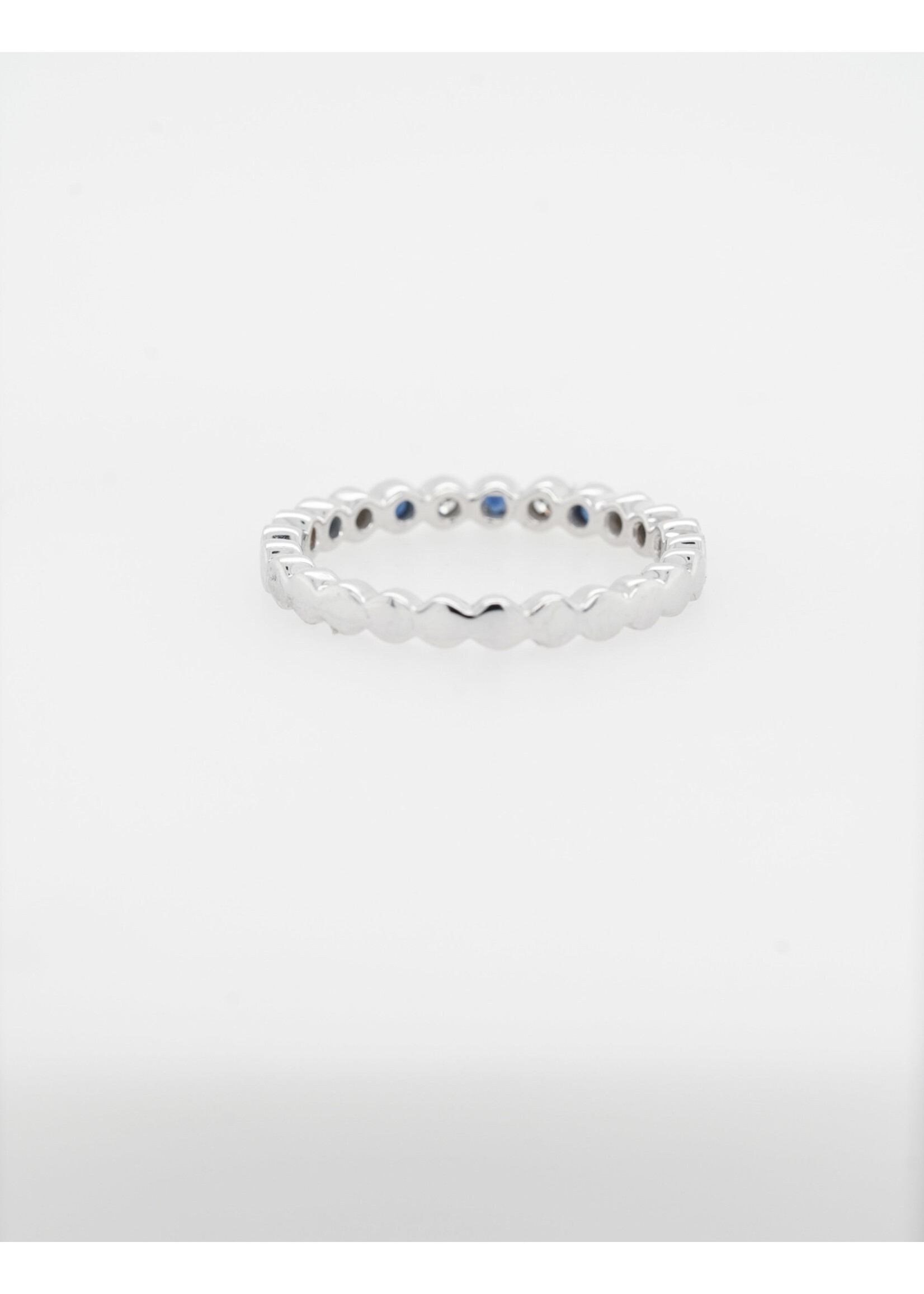 14KW 2.5g .11ctw Diamond .13ctw Sapphire Stackable Band (size 6.5)