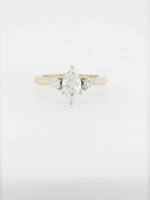 14KWY 3.7g 1.31ctw (1.06ctr) I/SI2 Marquise Diamond 3-Stone Engagement Ring (size 7.25)