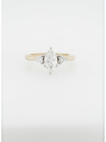 14KWY 3.7g 1.31ctw (1.06ctr) I/SI2 Marquise Diamond 3-Stone Engagement Ring (size 7.25)