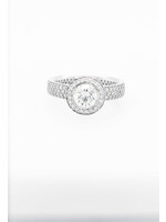 Platinum 6.72g 1.55TW (1.05ctr) J/SI1 Ritani Round Diamond Halo Engagement Ring (size 5.75)