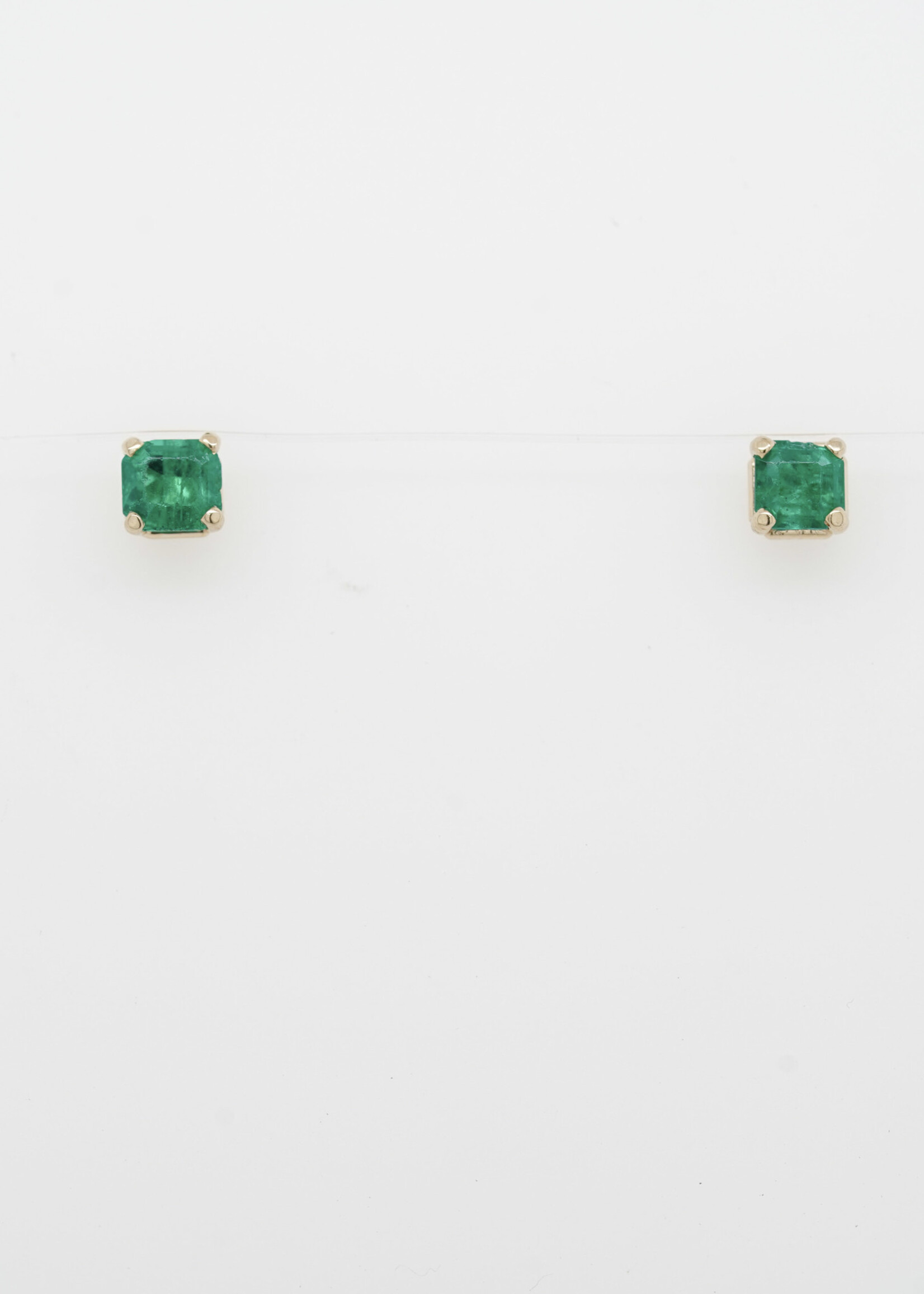 14KY .50ctw Colombian Emerald Stud Earrings