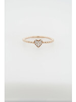 14KR 1.4g .07ctw Diamond Beaded Heart Ring (size 7)