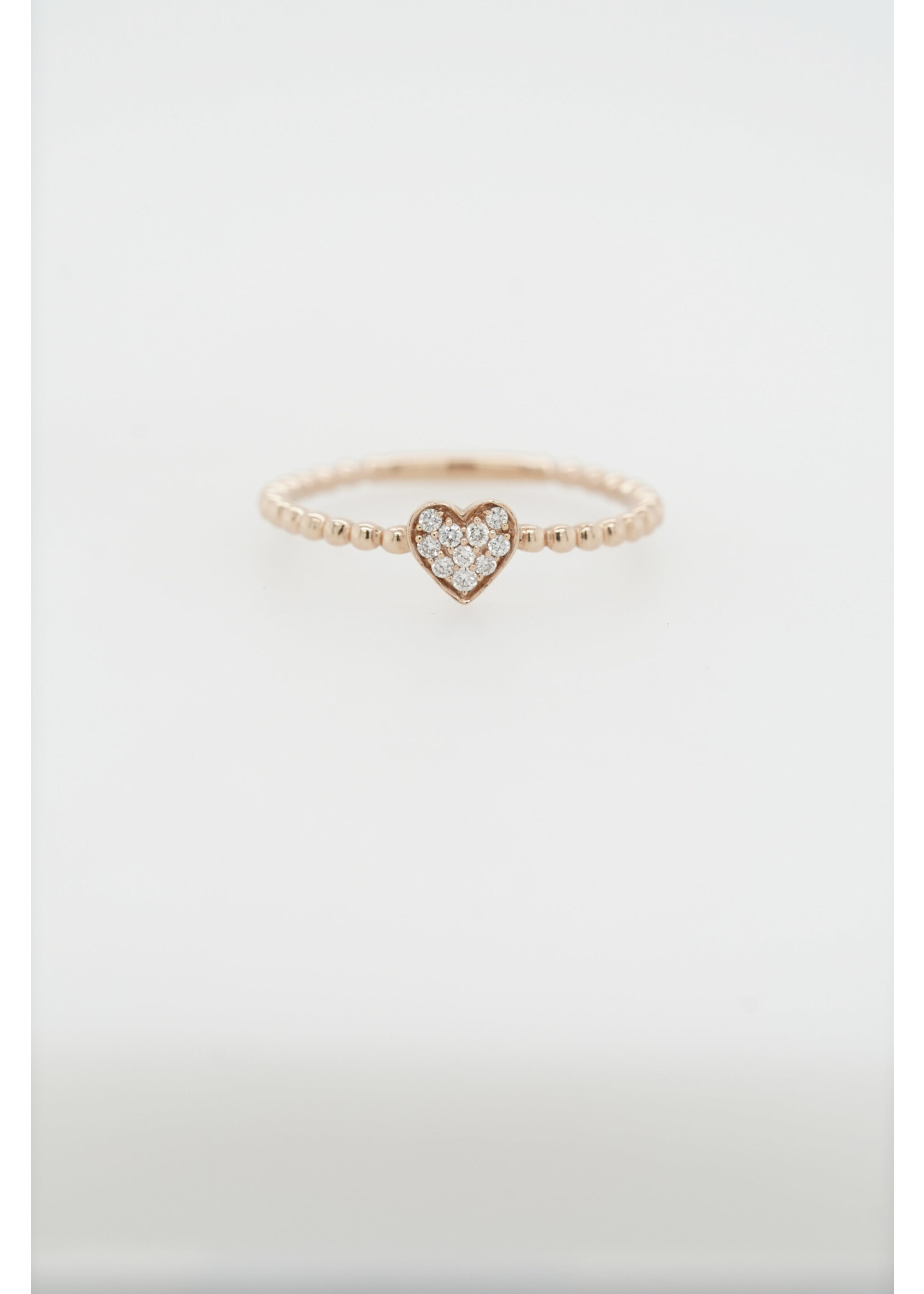 14KR 1.4g .07ctw Diamond Beaded Heart Ring (size 7)