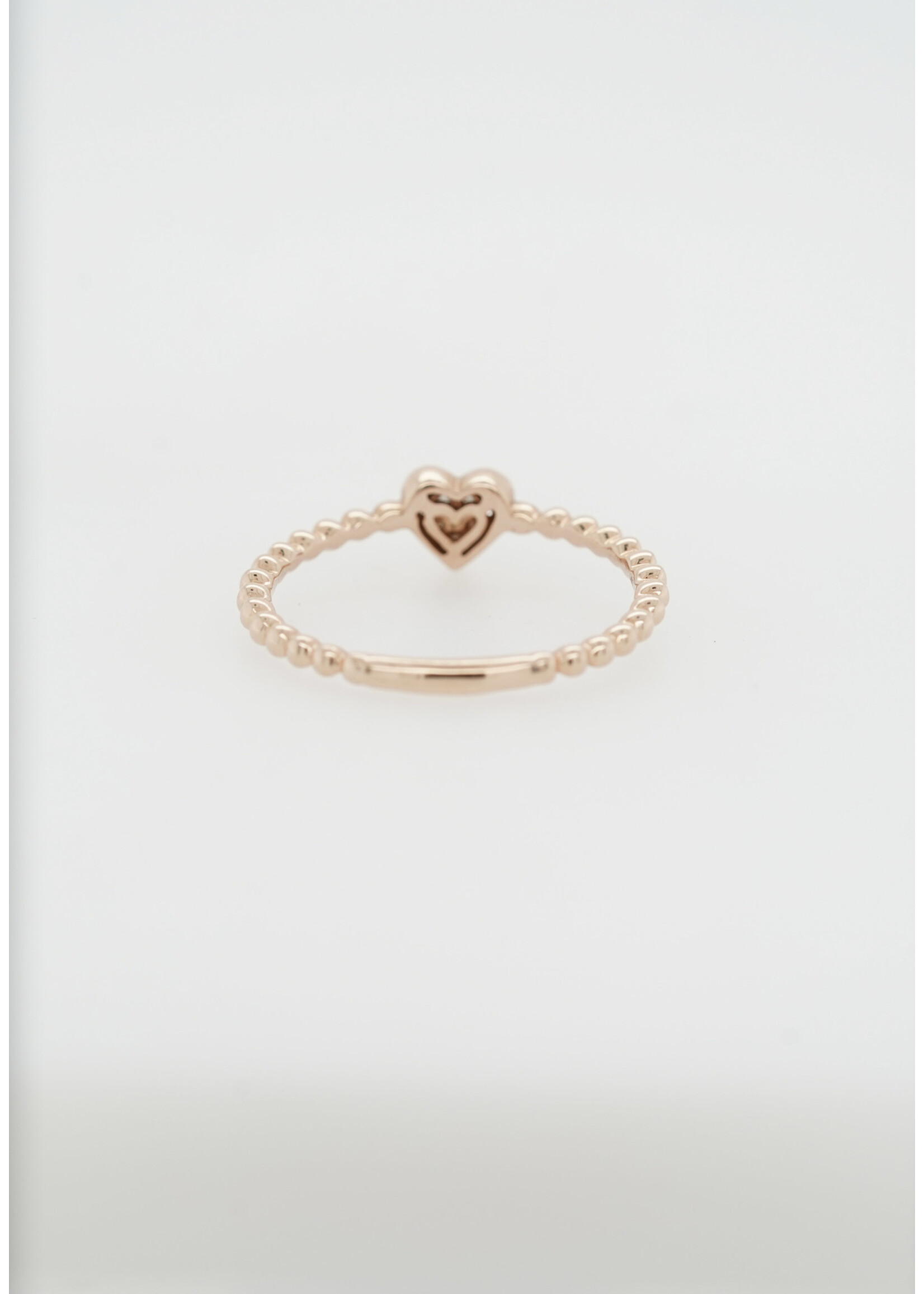 14KR 1.4g .07ctw Diamond Beaded Heart Ring (size 7)