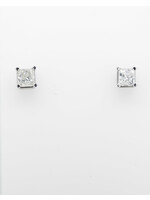 14KW 1.00g 1.00ctw I-J/SI2-I1 Princess Cut Diamond Stud Earrings