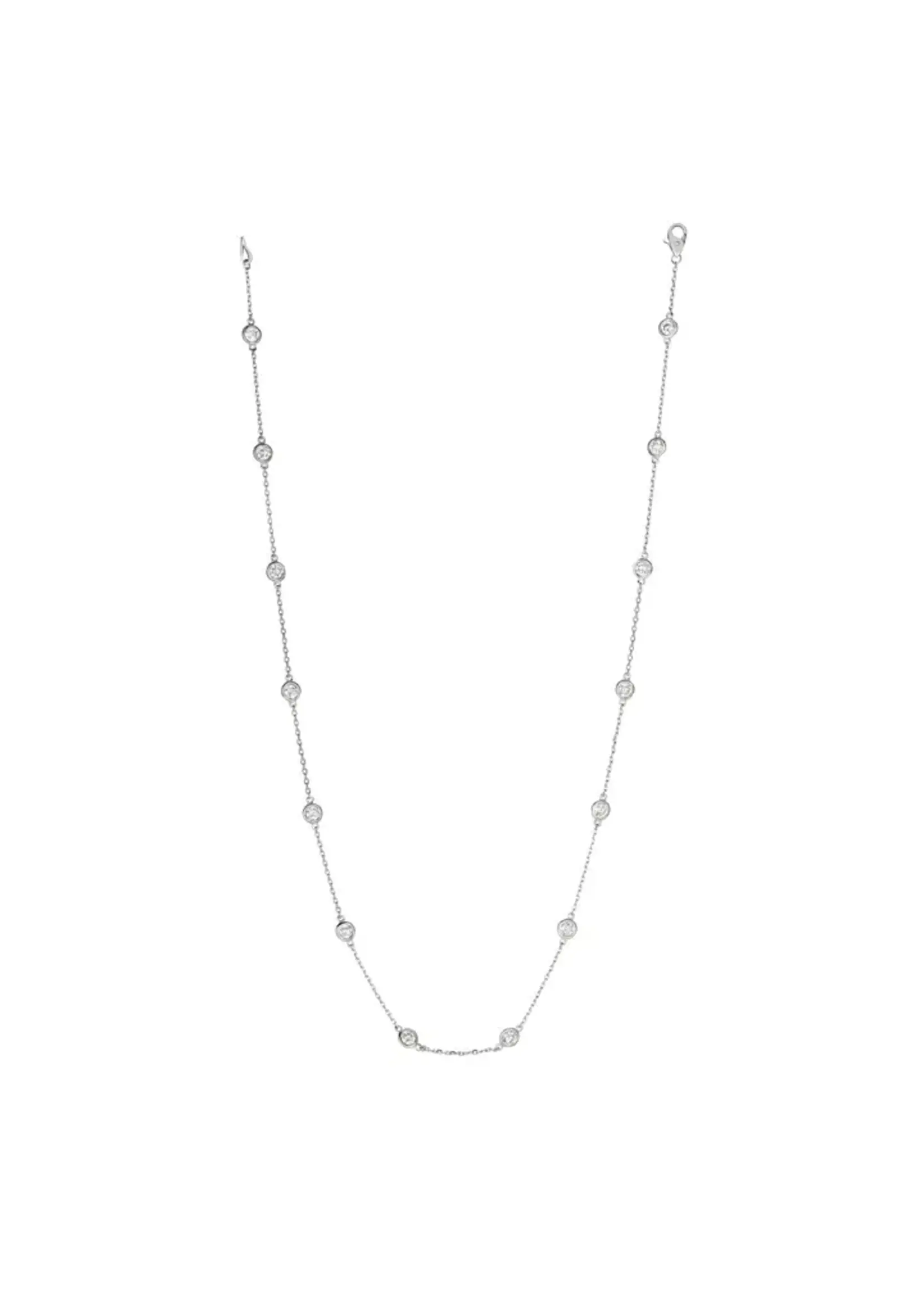 14KW 3.84g 1.04ctw Diamond By The Inch Necklace 16-18-20"