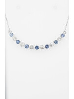 18" 14KW 3.11g .95ctw Montana Sapphire & Diamond Bar Necklace