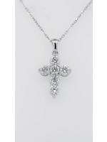 16-18" 14KW/Platinum 8.60g 1.92ctw Diamond Cross Necklace