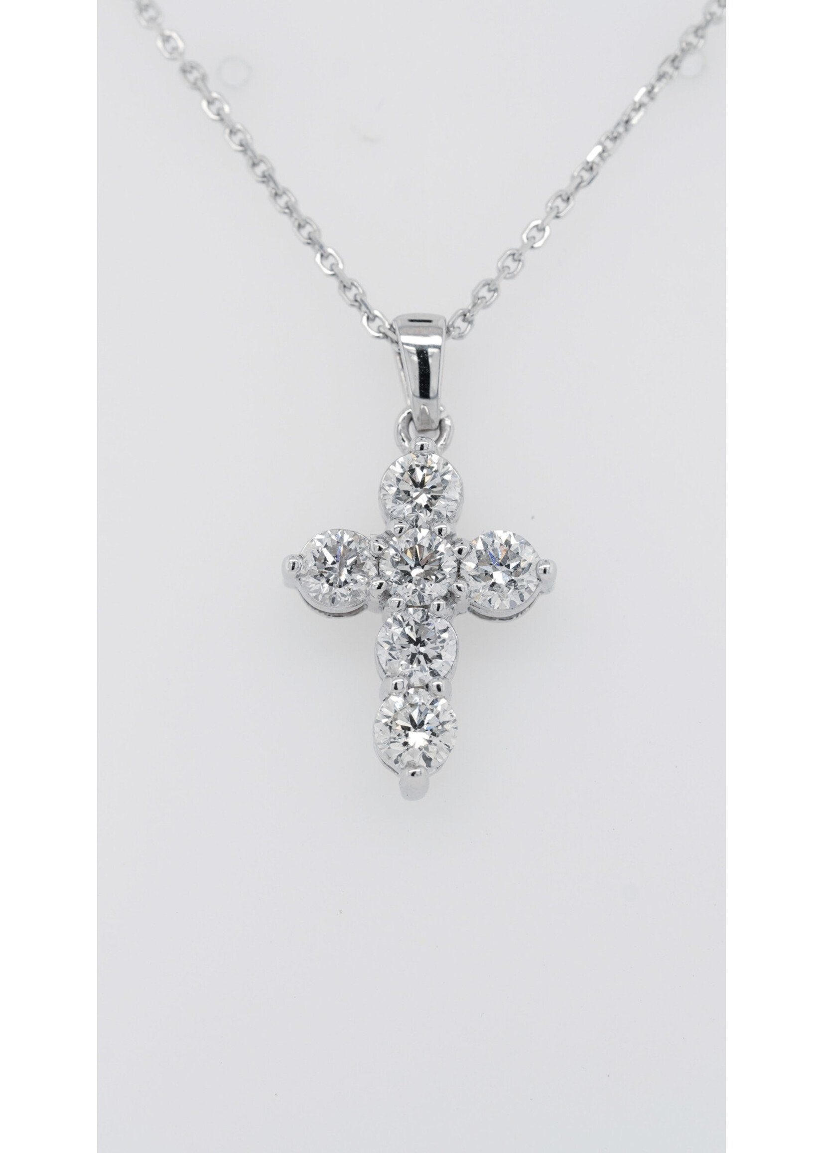 16-18" 14KW/Platinum 8.60g 1.92ctw Diamond Cross Necklace