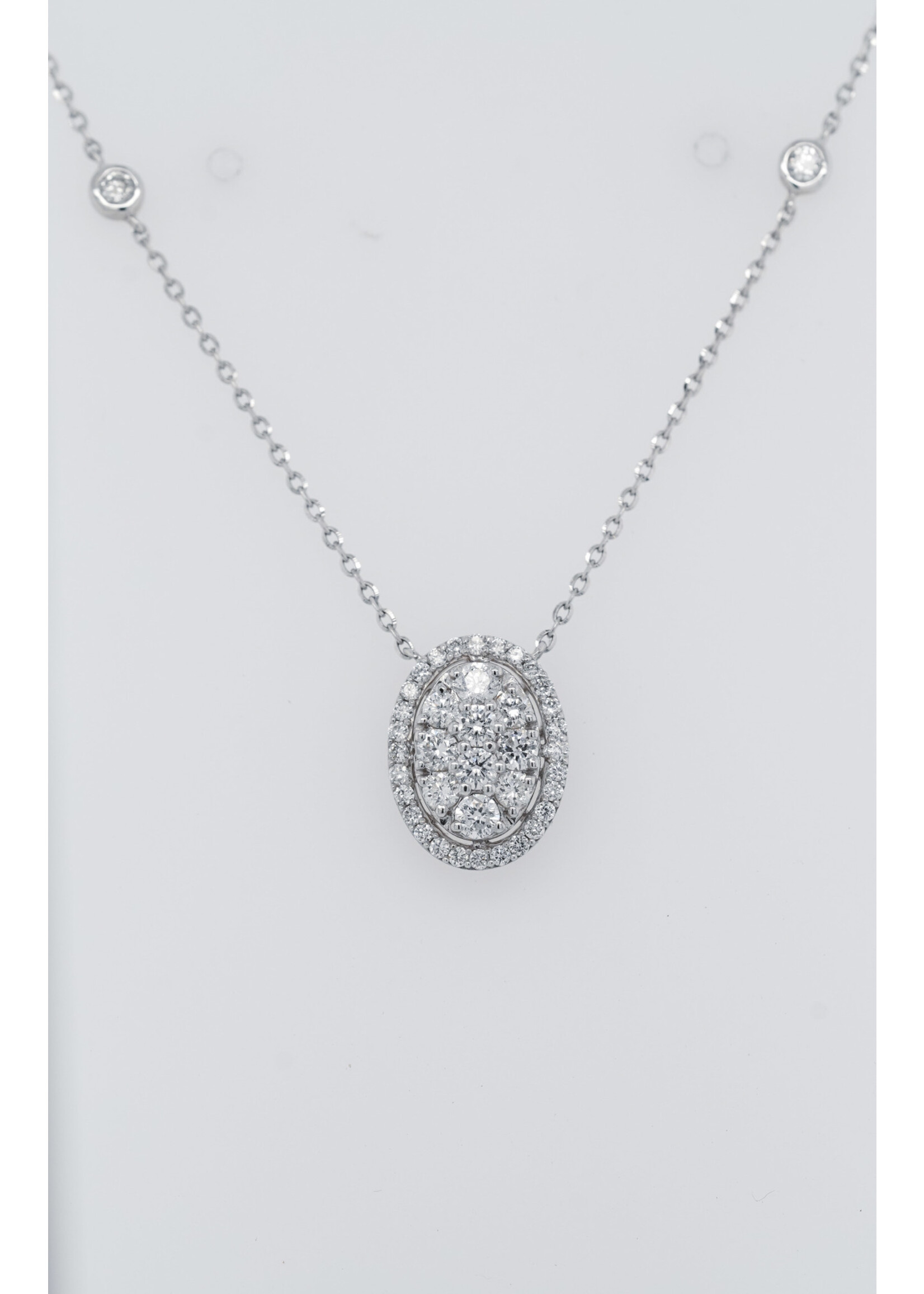 16-18" 14KW 2.42g .75ctw Diamond Cluster Necklace