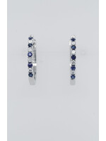 14KW 3.28g .64ctw Sapphire & Diamond Hoop Earrings