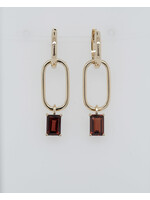 14KY 3.50g 6x4mm Garnet Paperclip Earrings