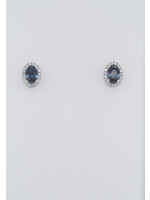 14KW 2.12g 1.35ctw Created Alexandrite & Diamond Halo Stud Earrings