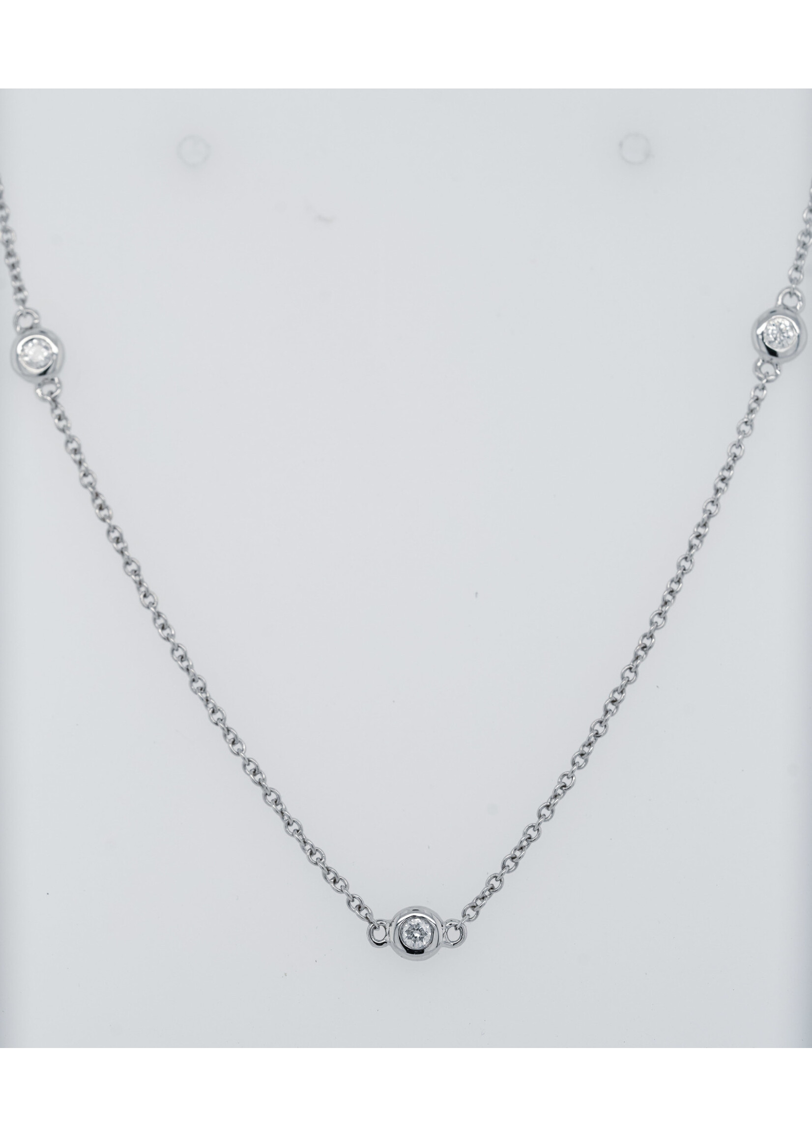 16-18" 14KW 2.30g .18ctw Diamond By The Yard Necklace