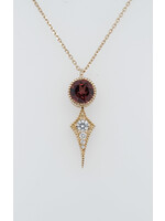 16-18" 14KY 3.80g 1.91ctw Rhodolite Garnet & Diamond Dangle Necklace