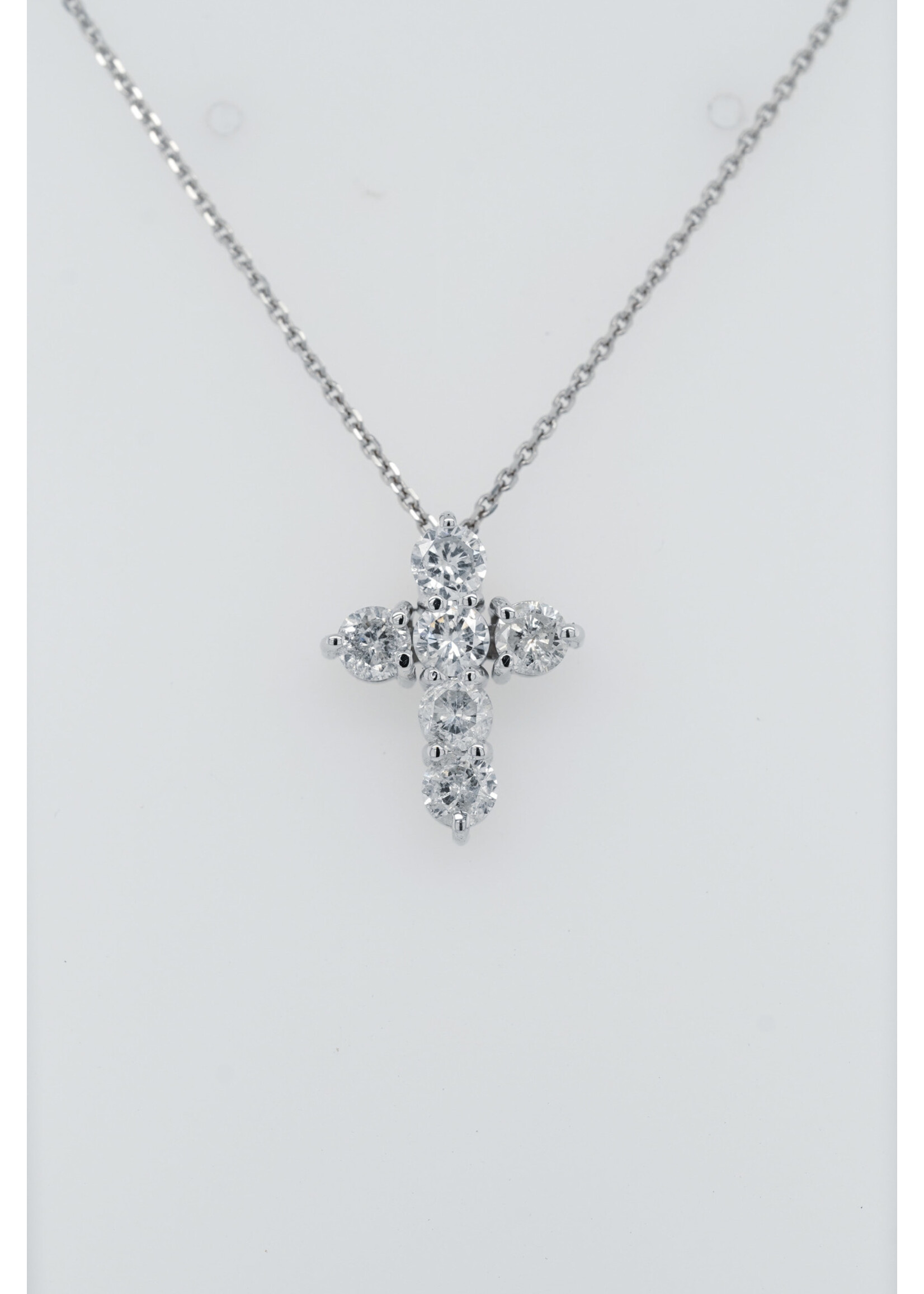16-18" 14KW 3.40g 1.15ctw Diamond Cross Necklace