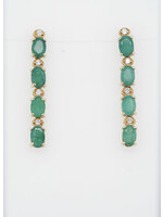 14KY 3.66g 6.40ctw Emerald & Diamond Dangle Earrings