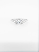 Platinum 3.1g .57ctw (0.49ctr) G/VS1 European Cut Diamond Antique Ring (size 6.5)