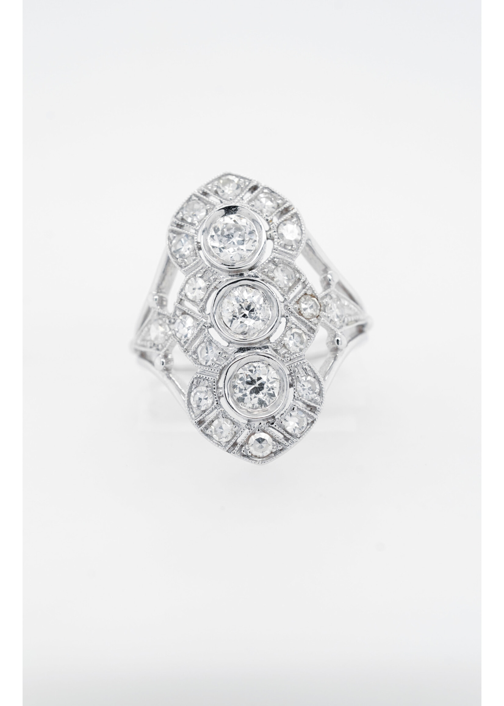 14KW 5.8g 1.60ctw Diamond Vintage Inspired Ring (size 6.5)