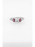 Platinum 2.83 g1.26ctw (.86ctr) J/VS2 GIA Mine Cut Diamond Art Deco Antique Ring (size 4.75)