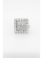 14KW 5.55g 1.70ctw (.54ctr) I/SI2 Transitional Cut Diamond Halo Antique Ring (size 3.5)