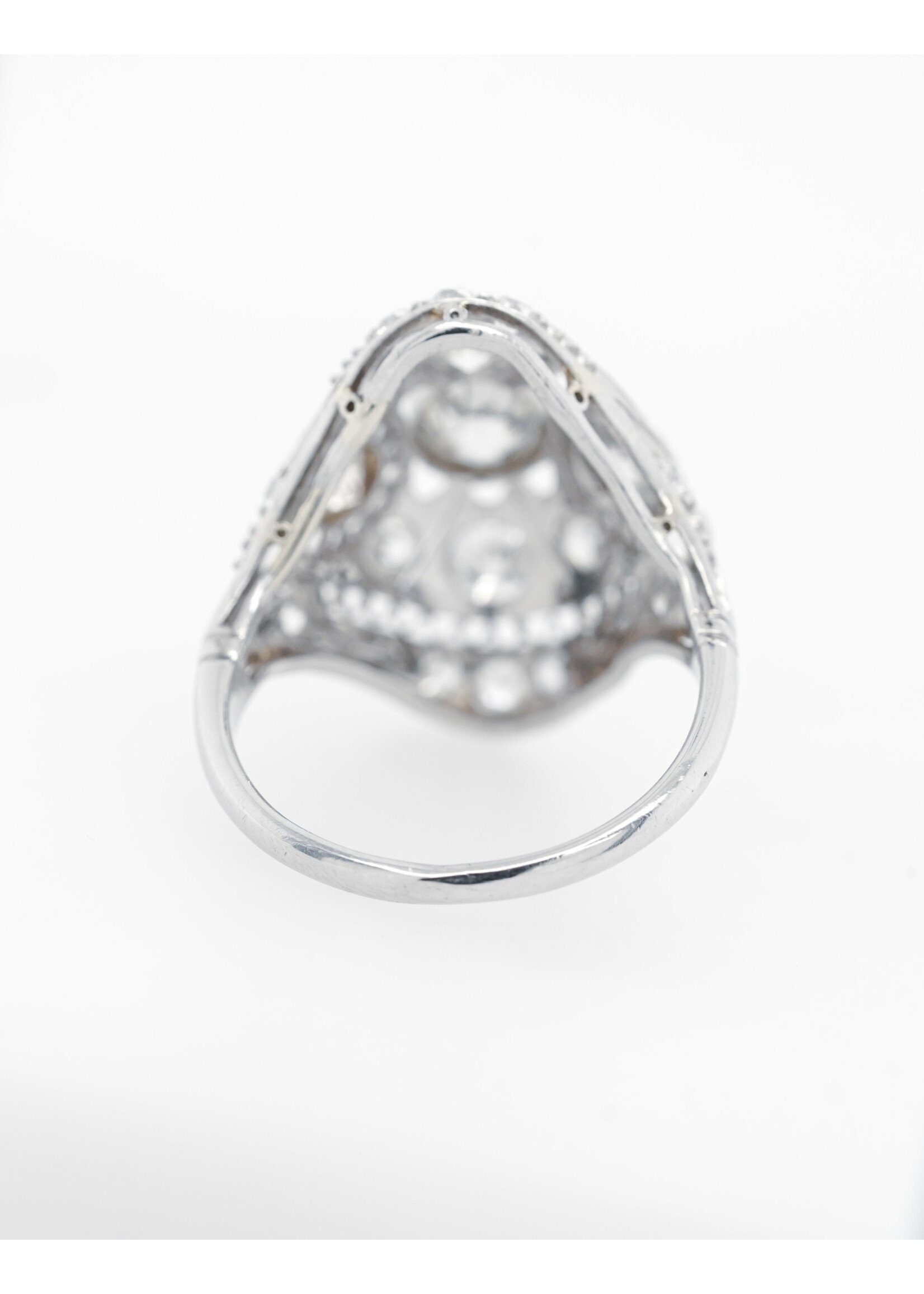 Platinum 5.47g 1.90ctw (5/8ctr) J/VS1 European Cut Diamond Vintage Ring (size 6.5)