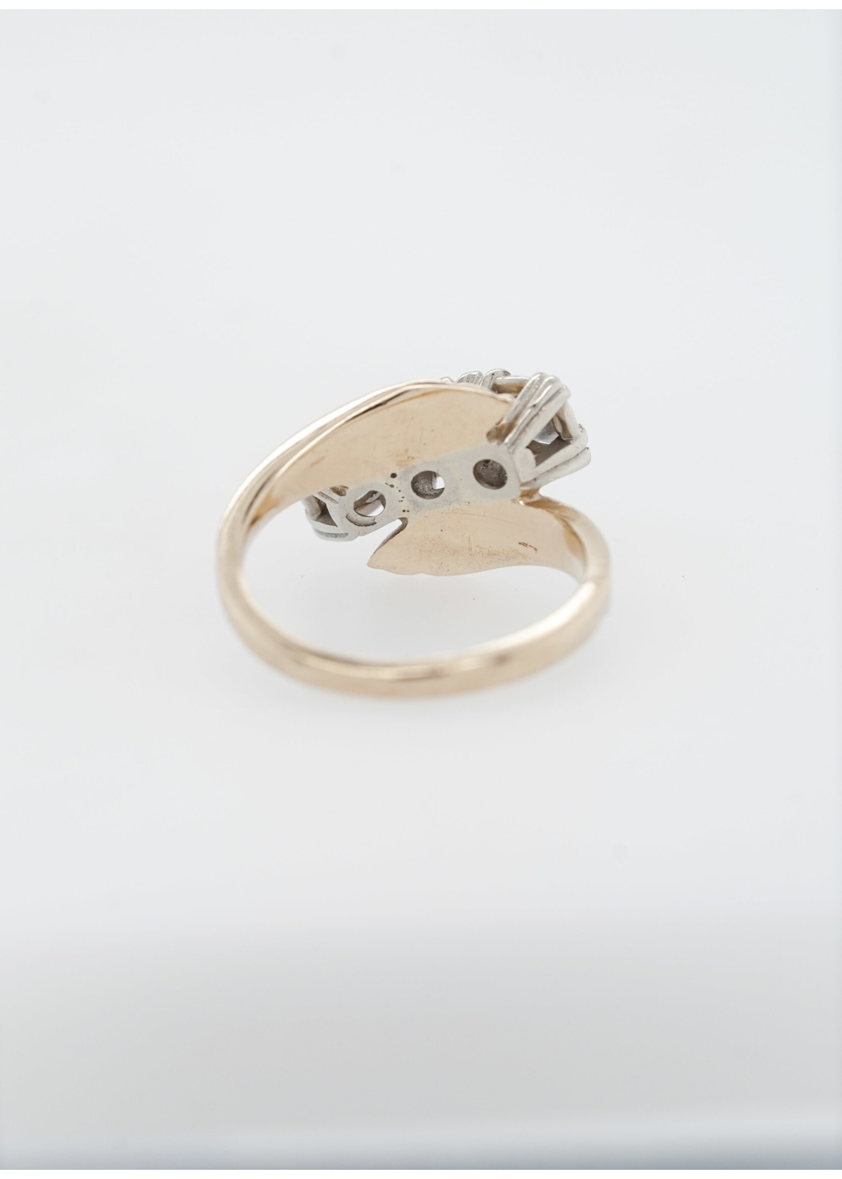 14KY/Platinum 4.56g 1.00ctw European Cut Diamond 3-Stone Art Deco Ring (size 5)