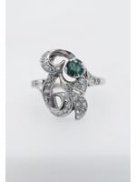 14KW 4.69g .70ctw Emerald & Diamond Vintage Ring (size 6.75)
