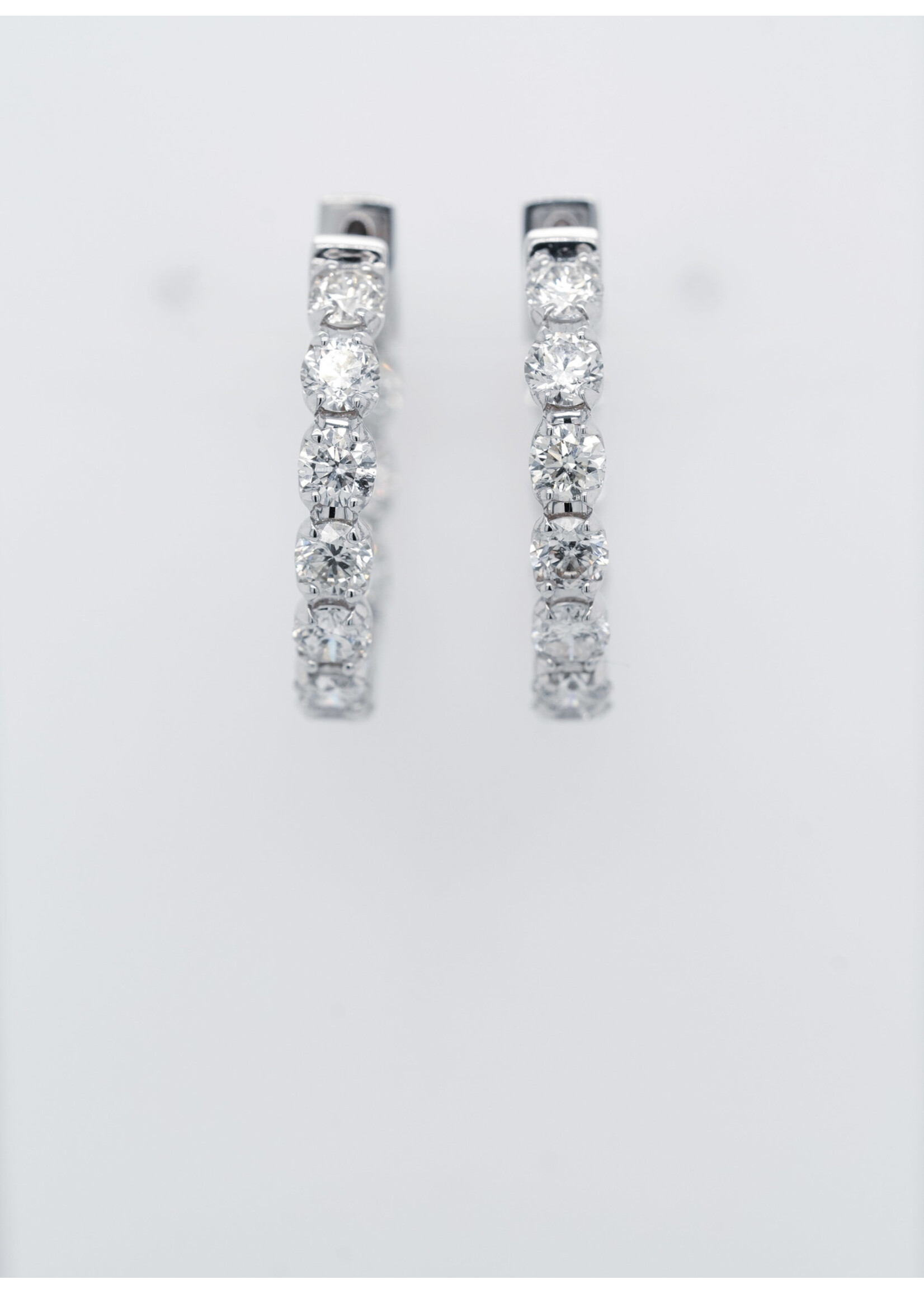 14KW 8.13g 3.75ctw Diamond Inside/Out Hoop Earrings