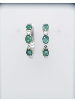 14KWY 5.44g 2.41ctw Emerald & Diamond Hoop Earrings