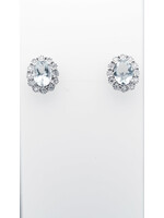 14KW 2.71g 2.28ctw (2.00ctrs) Aquamarine & Diamond Halo Earrings