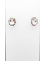 14KR 2.20g 2.28ctw (2.10ctrs) Morganite & Diamond Halo Earrings