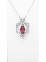 Platinum 7.96g 2.80ctw (.80ctr) Pink Tourmaline & Diamond Antique Necklace 18"
