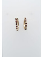 14KY 2.20g .18ctw Ruby Bezel Hoop Earrings