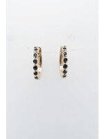 14KY 2.20g .18ctw Sapphire Bezel Hoop Earrings
