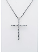 14/18KW 5.26g .25ctw Diamond Cross Necklace 16"