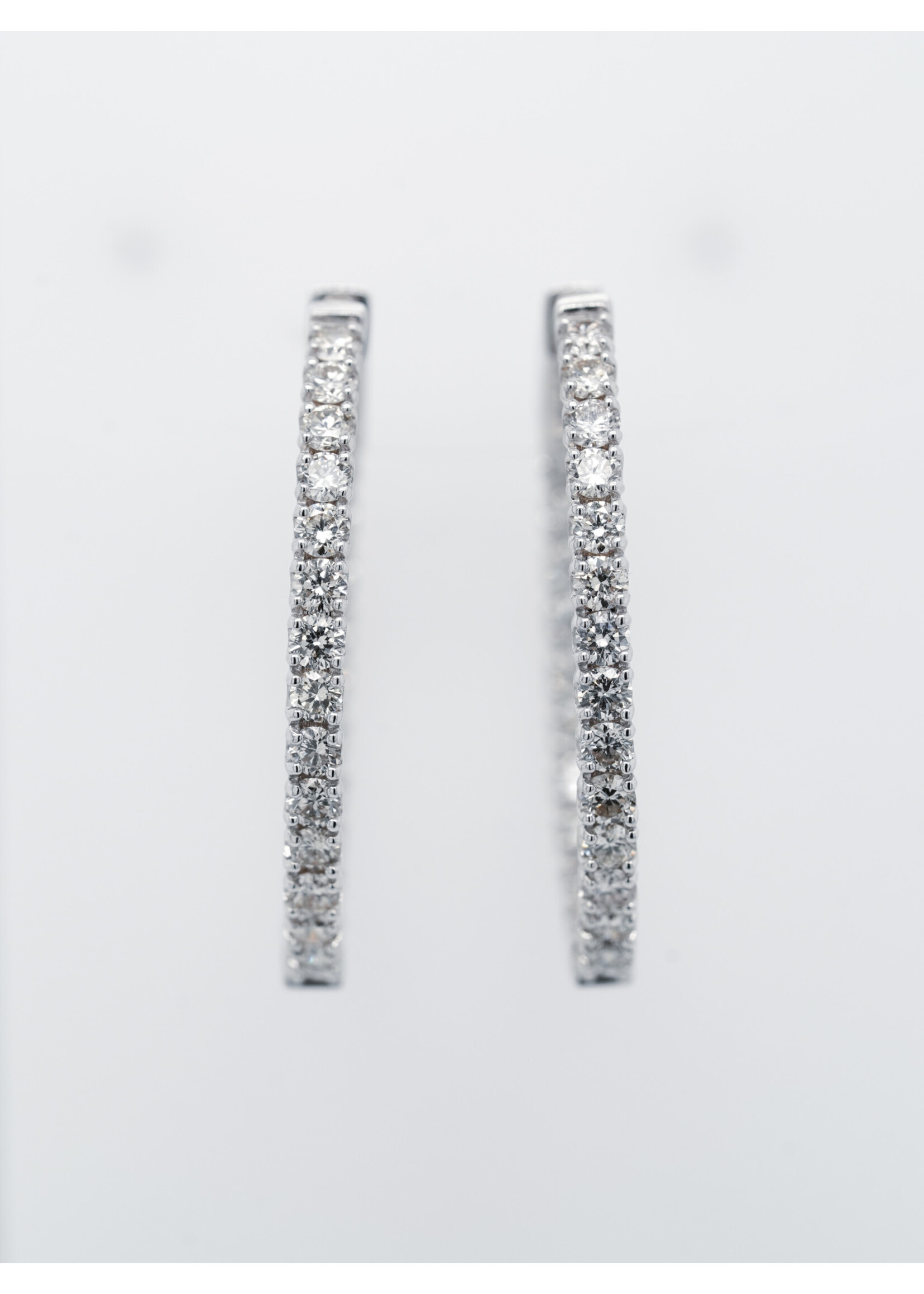 14KW 5.89g 2.00ctw Diamond Inside/Out Hoop Earrings