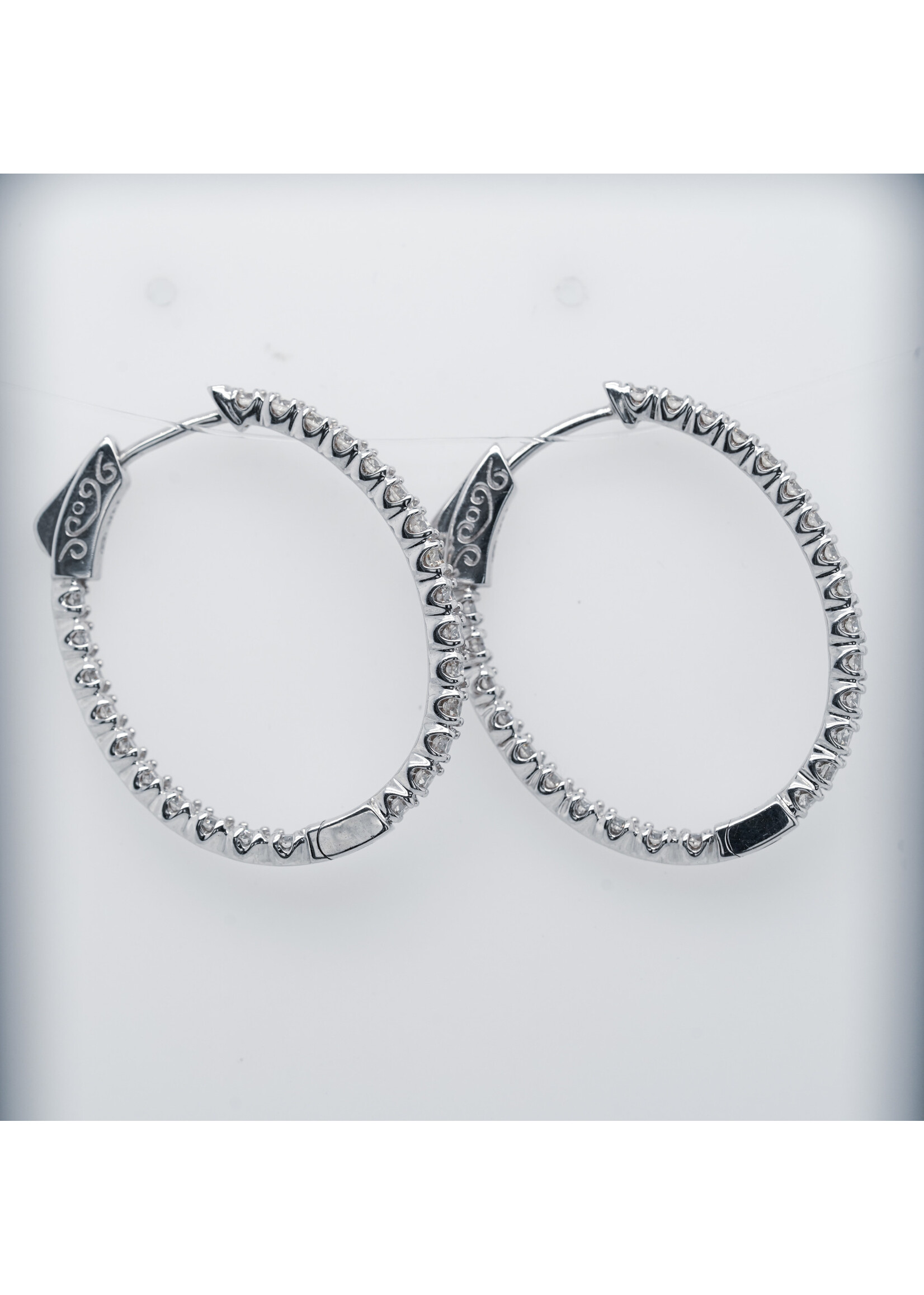 14KW 5.89g 2.00ctw Diamond Inside/Out Hoop Earrings