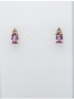 14KY 1.78g 1.10ctw Pink Sapphire & Diamond Stud Earrings